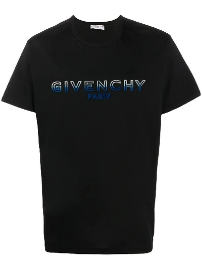 Shop Givenchy Paris Logo Cotton T-shirt Black Blue