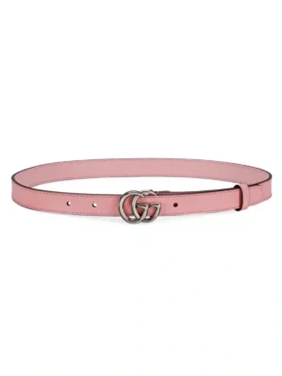 Shop Gucci Leather Belt With Double G Buckle In Rose