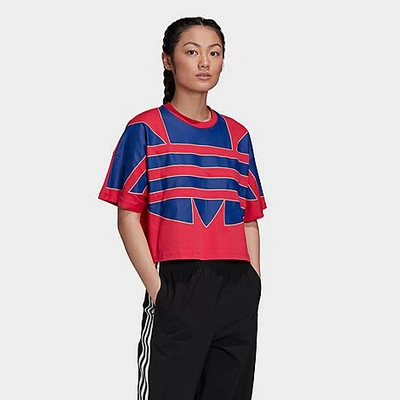 Shop Adidas Originals Adidas Women's Originals Adicolor Large Trefoil Logo Crop T-shirt In Red