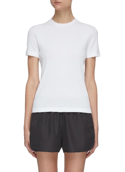 Shop Thom Browne Stripe Rib Knit T-shirt In White