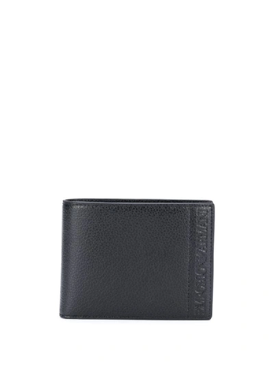 Shop Emporio Armani Embossed Leather Wallet In Black