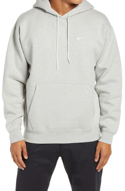 Shop Nike Hooded Sweatshirt In Grey Heather/ White/ White