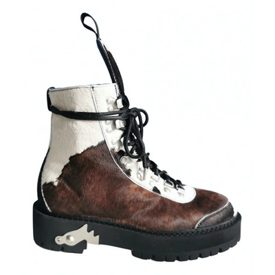 Pre-owned Off-white Multicolour Pony-style Calfskin Boots