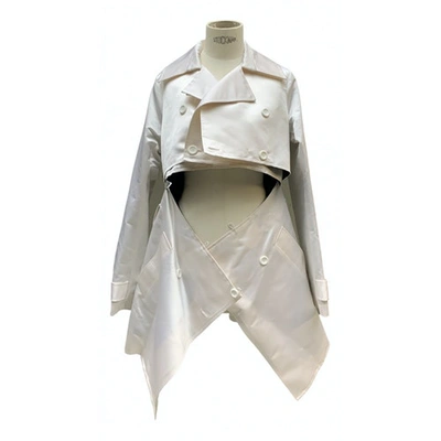 Pre-owned Ben Taverniti Unravel Project Silk Trench Coat In White