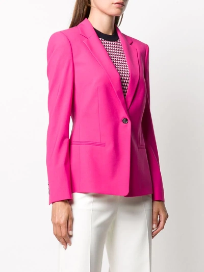 Shop Hugo Boss Fitted Single-breasted Blazer In Pink