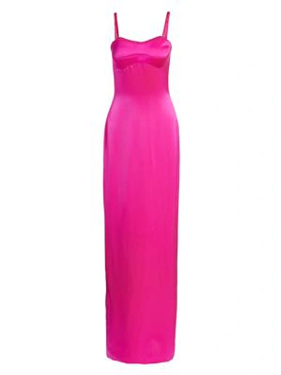 Shop Brandon Maxwell Silk Slip Gown In Electric Pink