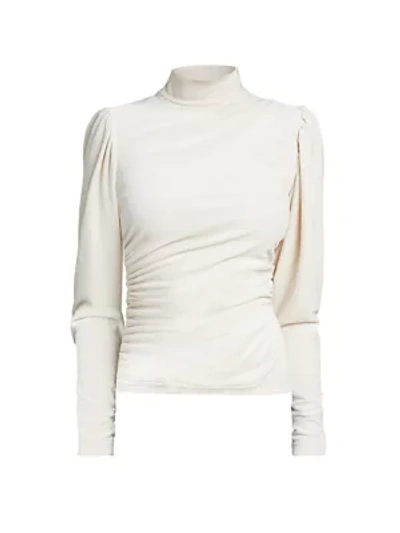 Shop A.l.c Joss Puff-sleeve Velvet Top In Rice