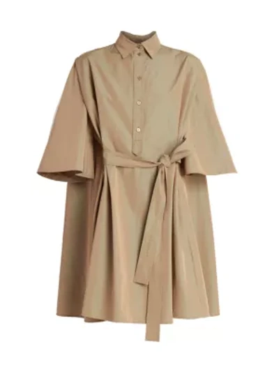 Shop Givenchy Short-sleeve Belted Shirtdress In Khaki