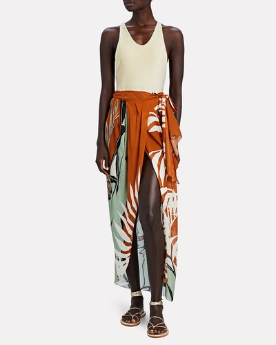 Shop Johanna Ortiz Wrap In The Salt Printed Skirt In Multi