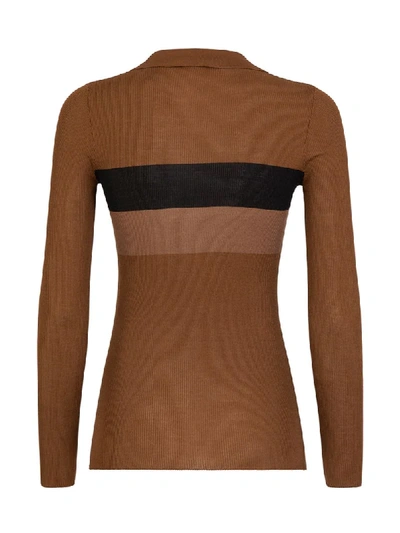 Shop Fendi Knitted Polo Top In Brown