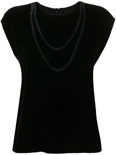 Shop Mm6 Maison Margiela Necklace Print Top In Black