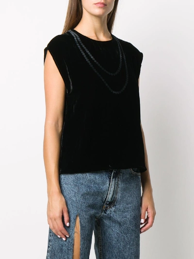 Shop Mm6 Maison Margiela Necklace Print Top In Black