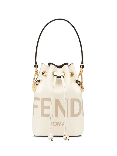 Shop Fendi Mon Tresor Mini Leather Bucket Bag In White