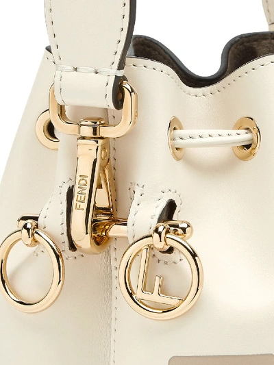 Shop Fendi Mon Tresor Mini Leather Bucket Bag In White