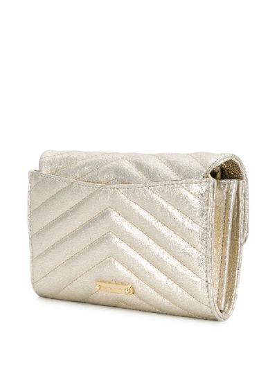 Shop Rebecca Minkoff Edie Leather Wallet In Gold