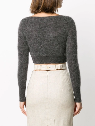 Shop Jacquemus Cropped Cardigan In Grey