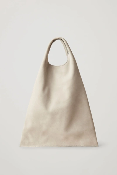 Shop Cos Leather Deconstructed Shopper Bag In Grey