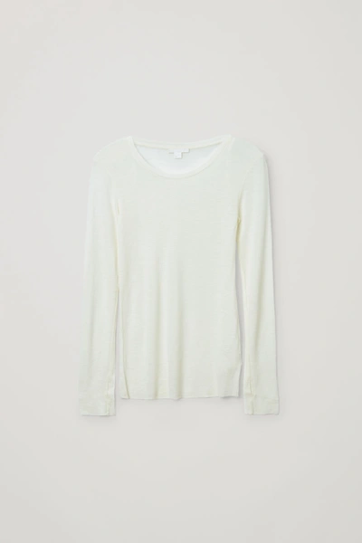 Shop Cos Long-sleeved Merino Wool Top In White