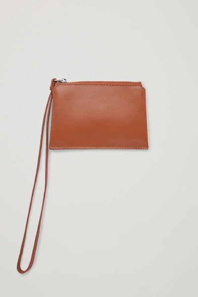 Shop Cos Leather Coin Purse In Beige