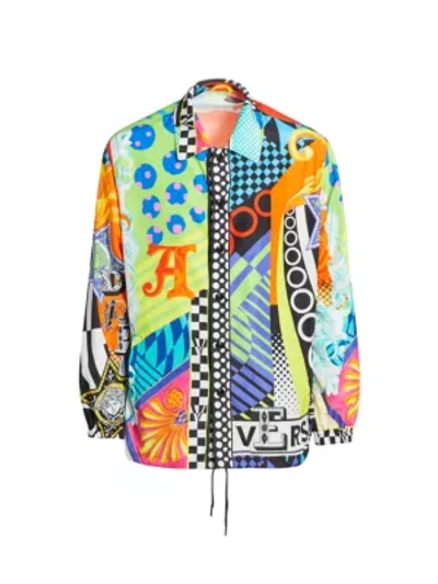 Shop Versace Mixed Logo Jacket In Multi