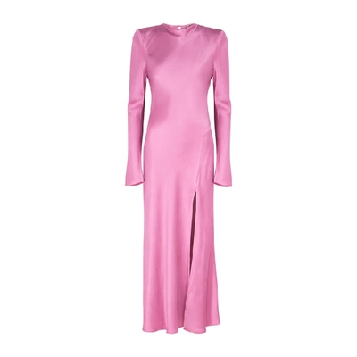 Shop Bec & Bridge Lucie Pink Satin Midi Dress In Light Pink