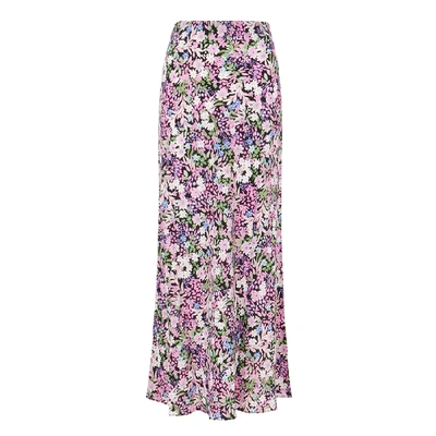 Shop Bec & Bridge Anais Floral-print Silk Midi Skirt In Purple