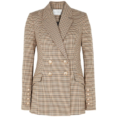 Shop Rebecca Vallance Cocoa Checked Cady Blazer In Beige