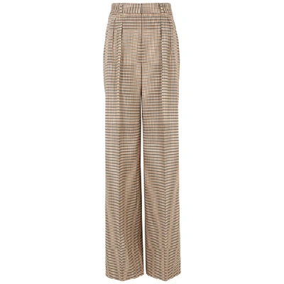 Shop Rebecca Vallance Cocoa Checked Wide-leg Trousers In Beige