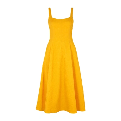 Shop Rebecca Vallance Andie Yellow Cloqué Midi Dress