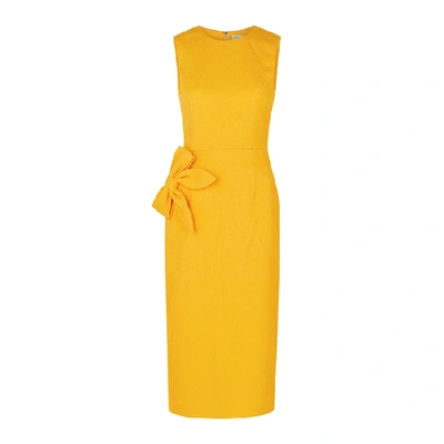 Shop Rebecca Vallance Andie Yellow Bow-embellished Midi Dress