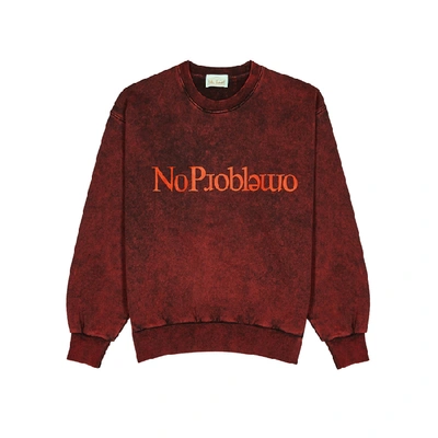 Shop Aries No Problemo Bleached Cotton Sweatshirt In Red