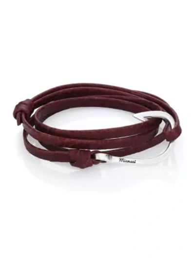 Shop Miansai Men's Hook Leather Wrap Bracelet In Mojave