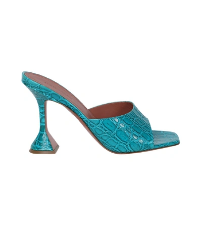 Shop Amina Muaddi Lupita Sandal In Horizon Blue