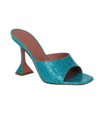 Shop Amina Muaddi Lupita Sandal In Horizon Blue