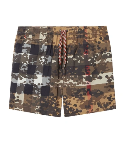 Shop Burberry Camouflage Swim Shorts