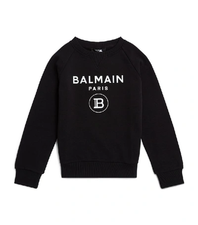 Shop Balmain Kids Cotton Logo Sweatshirt In Black