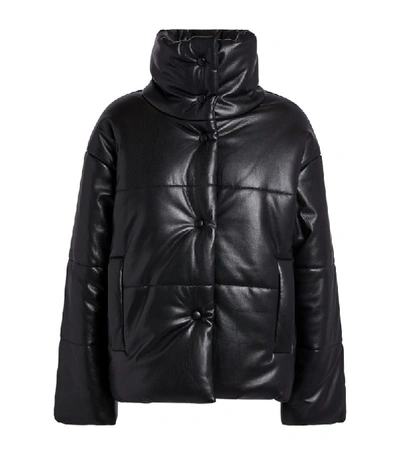 Shop Nanushka Vegan Leather Puffer Jacket In Black