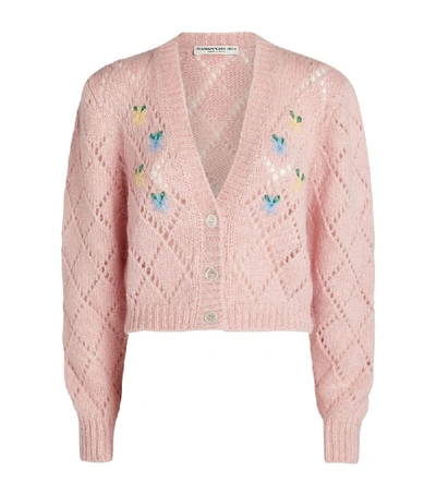 Shop Alessandra Rich Floral-embroidered Wool Cardigan