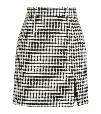 Shop Alessandra Rich Houndstooth Split-hem Mini Skirt