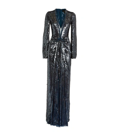 Shop Jenny Packham Sequin Ruched Everly Gown