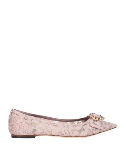 Shop Dolce & Gabbana Ballet Flats In Pale Pink