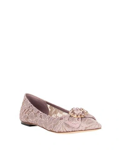 Shop Dolce & Gabbana Ballet Flats In Pale Pink