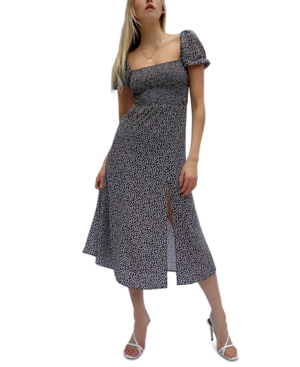 black printed midi dress