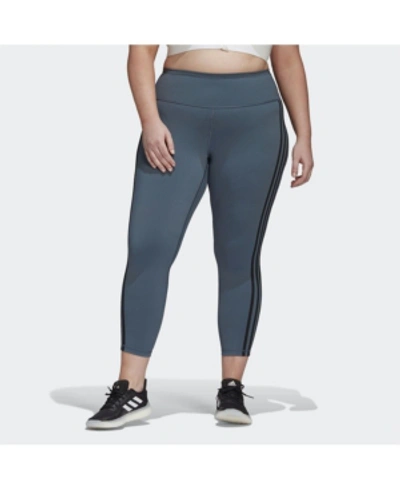 Shop Adidas Originals Women's Believe This 3-stripes 7/8 Tights Plus Size In Blue