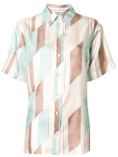 Shop Jil Sander Geometric Short-sleeved Silk Shirt In Multicolour