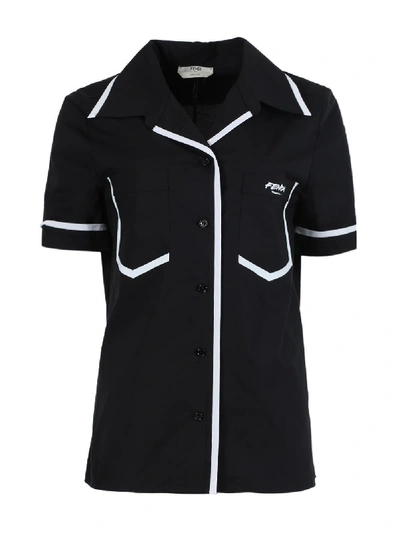 Shop Fendi Black And White Trim Short-sleeve Shirt