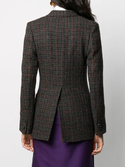 Shop Victoria Beckham Single Breasted Houndstooth Jacket In Green