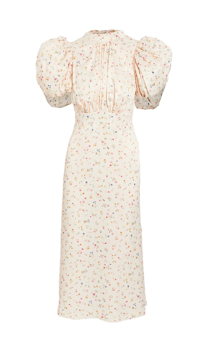 Shop Rotate Birger Christensen Dawn Dress In Watercolor Aop Novelle Peach
