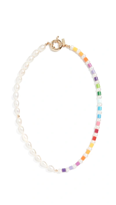 Shop Eliou Thasos Rb" Necklace" In Pearl/rainbow