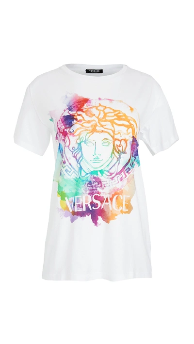 Shop Versace T-shirt Donna Bio In Bianco Ottico